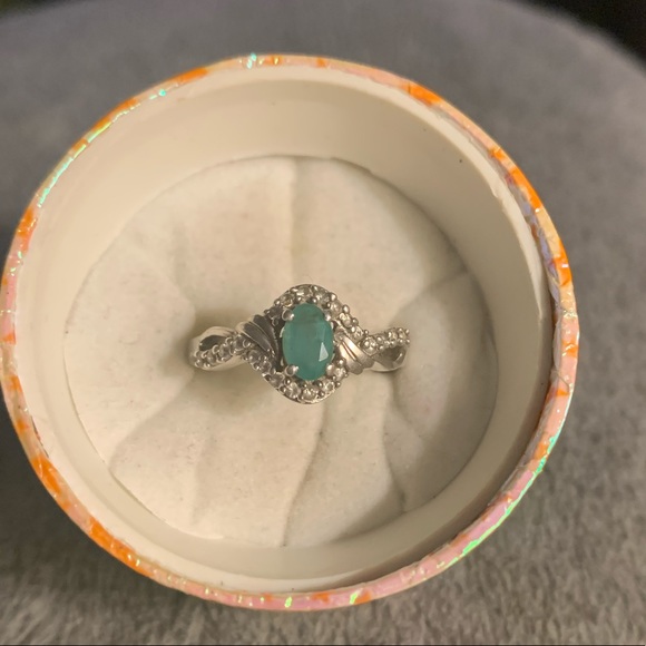 Genuine Secota emerald & zircon sterling ring - Picture 3 of 9